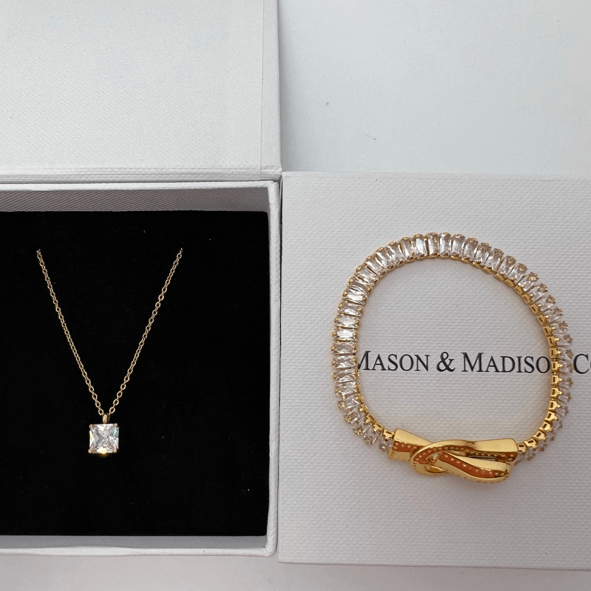 #1 Best Trendy Gold Diamond Pendant Necklace Bracelet Jewelry Bundle Set Gift for Women | Best Trending Aesthetic Yellow Gold Diamond Pendant Necklace, Bracelet Jewelry Gift for Women, Mother, Wife, Daughter | Mason & Madison Co.