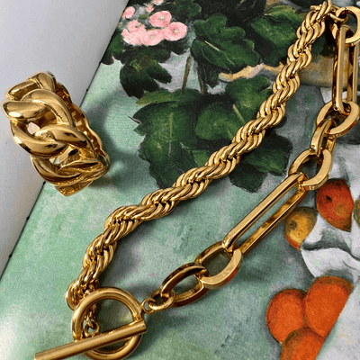 #1 Best Trendy Gold Chain Bracelet Jewelry Gift for Women | Best Trending Aesthetic Yellow Gold Twisted Chain Bracelet Jewelry Gift for Women, Girls, Girlfriend, Mother, Wife, Daughter | Mason & Madison Co.