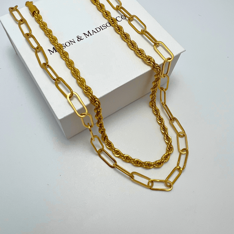 Gold Rope Chain + Link Chain Stack Bundle