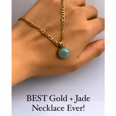 1# BEST Jade Gold Chain Necklace Bracelet Jewelry Bundle Set Gift for Women | #1 Best Most Top Trendy Trending Aesthetic Yellow Gold Jade Chain Necklace, Bracelet Jewelry Gift for Women, Mother, Wife, Ladies| Mason & Madison Co.
