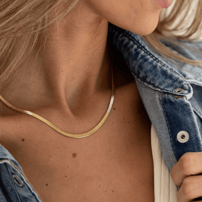 1# BEST Gold Herringbone Snake Chain Necklace Jewelry Gift for Women | #1 Best Most Top Trendy Trending Aesthetic Yellow Gold Chain Necklace Jewelry Gift for Women, Girls, Girlfriend, Mother, Wife, Ladies | Mason & Madison Co.