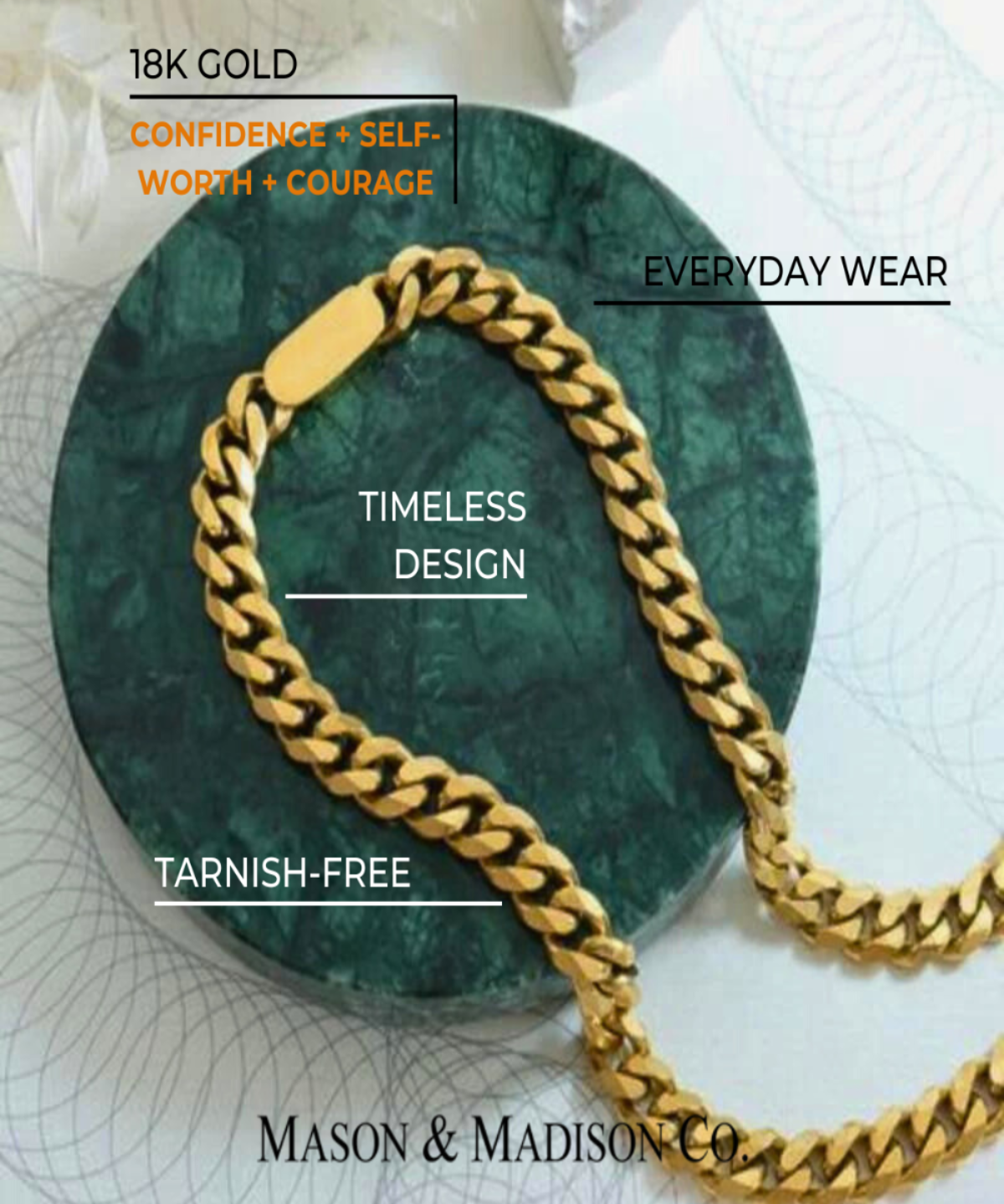 18K Gold Chain Necklace Women’s Best Trending Gift for Lady Girl Mother Wife,Birthday Travel Vacation Bridal Wedding Party Daily Office Work School,Spring Summer Fall Winter Holiday Sale,Mason & Madison Co.