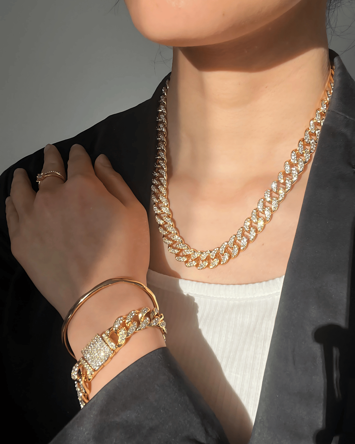 Mason Madison 18K Yellow Gold Diamond Link Chain Necklace Bracelet
