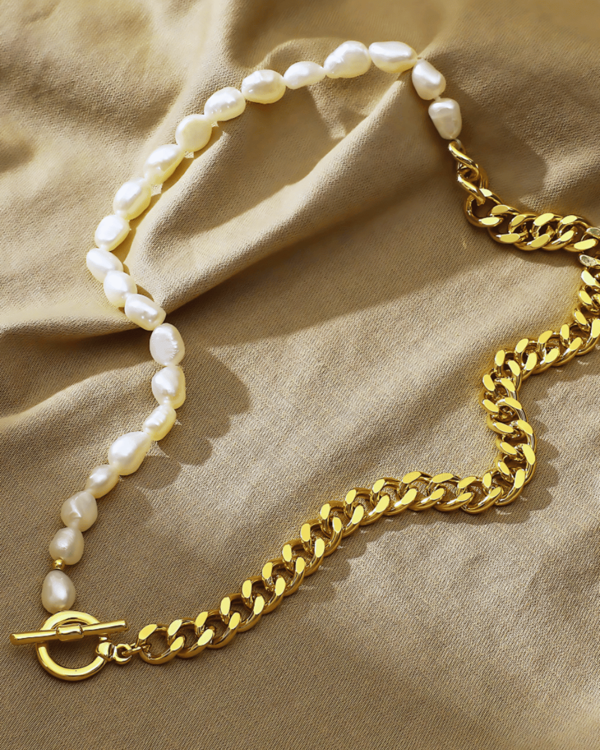 Pearl Mix Malti Chain Necklace（Gold） Pearl Mix Malti Chain Necklace（Gold） Maltese Cross White