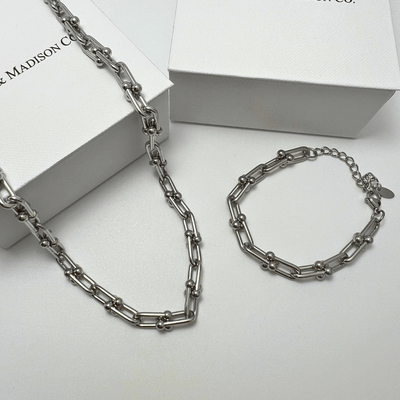 1# BEST Silver Chain Necklace Bracelet Jewelry Bundle Set Gift for Women | #1 Best Most Top Trendy Trending Aesthetic Silver Chain Necklace, Bracelet Jewelry Gift for Women, Mother, Wife, Daughter, Ladies | Mason & Madison Co.