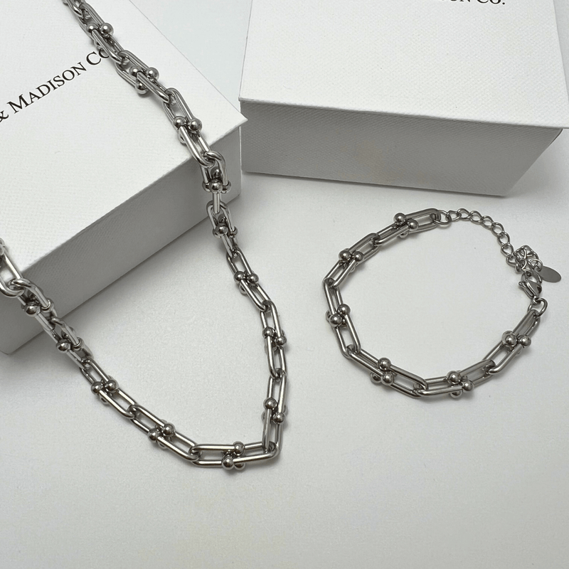 Silver Graduated Link Chain Bundle Set