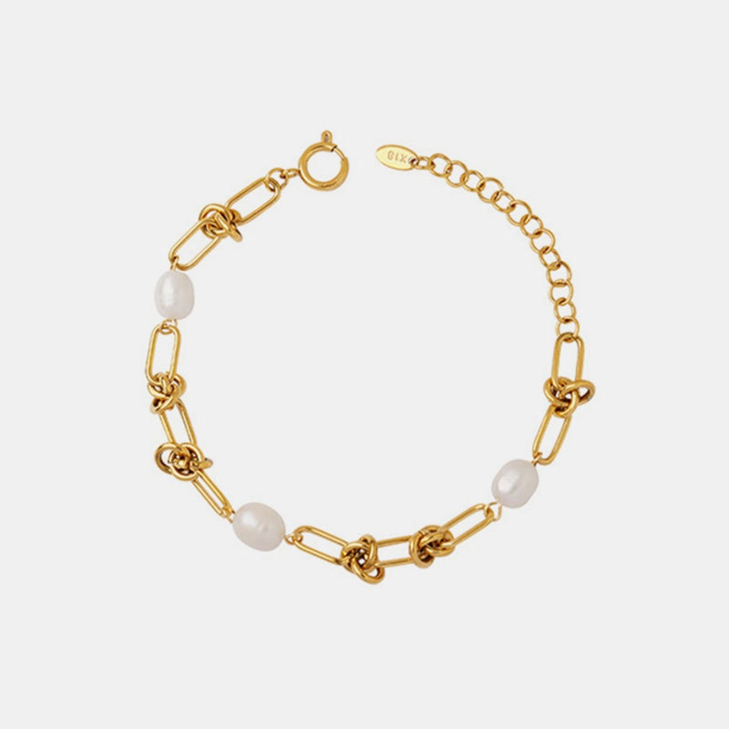1# BEST Gold Pearl Chain Bracelet Jewelry Gift for Women | #1 Best Most Top Trendy Trending Aesthetic Yellow Gold Knot Pearl Bracelet Jewelry Gift for Women, Girls, Girlfriend, Mother, Wife, Daughter, Ladies | Mason & Madison Co.
