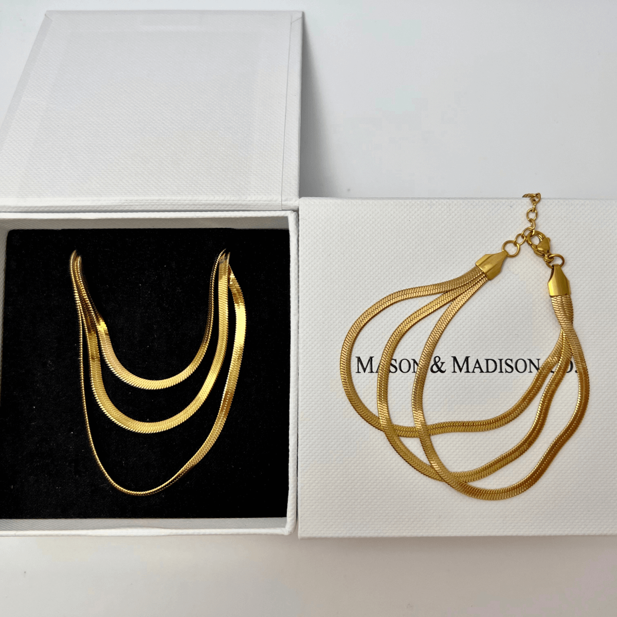 1# BEST Gold Layered Layering Chain Jewelry Bundle Set Gift for Women | #1 Best Most Top Trendy Trending Aesthetic Yellow Gold Layered Layering Chain Necklace, Bracelet Jewelry Bundle Set Gift for Women, Mother, Wife, Ladies | Mason & Madison Co.