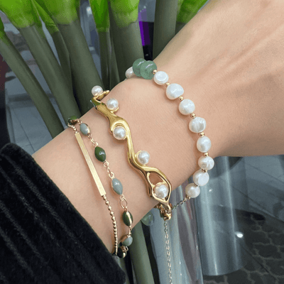 1# BEST Gold Pearl Chain Bracelet Jewelry Gift for Women | #1 Best Most Top Trendy Trending Aesthetic Yellow Gold Pearl Jade Bracelet Jewelry Gift for Women, Girls, Girlfriend, Mother, Wife, Daughter, Ladies | Mason & Madison Co.