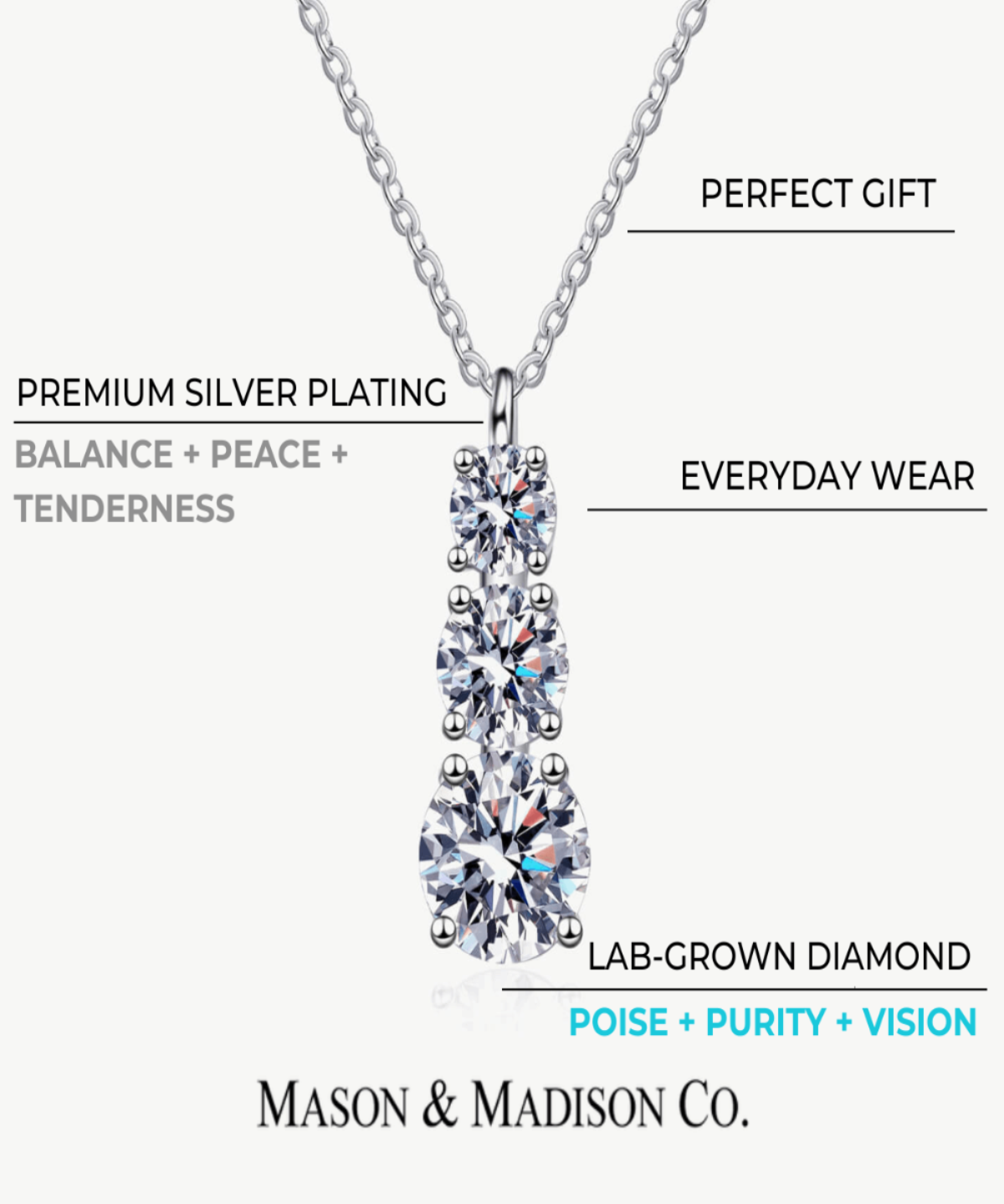 1ct Diamond Pendant Necklace Women’s Best Trending Gift for Lady Girl Mother Wife,Birthday Travel Vacation Bridal Wedding Party Daily Office Work School,Spring Summer Fall Winter Holiday Sale,Mason & Madison Co.