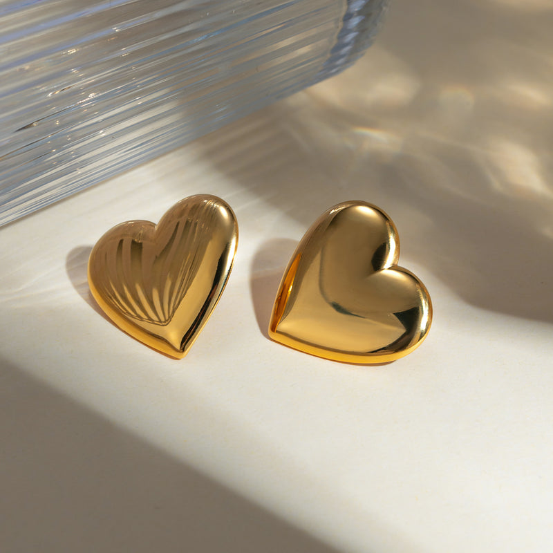 1# BEST Gold Heart Stud Earrings Jewelry Gift for Women | #1 Best Most Top Trendy Trending Aesthetic Yellow Gold Earrings Jewelry Gift for Women, Girls, Girlfriend, Mother, Wife, Ladies | Mason & Madison Co.