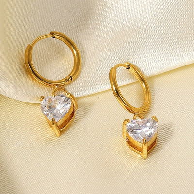 1# BEST Gold Heart Diamond Drop Earrings Jewelry Gift for Women | #1 Best Most Top Trendy Trending Aesthetic Yellow Gold Diamond Drop Earrings Jewelry Gift for Women, Girls, Girlfriend, Mother, Wife, Daughter, Ladies | Mason & Madison Co.