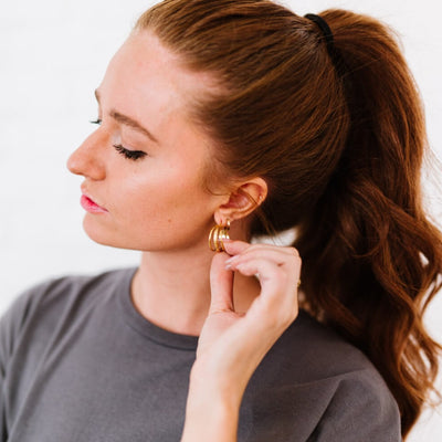 1# BEST Gold C-Hoop Earrings Jewelry Gift for Women | #1 Best Most Top Trendy Trending Aesthetic Yellow Gold Hoop Earrings Jewelry Gift for Women, Girls, Girlfriend, Mother, Wife, Ladies | Mason & Madison Co.