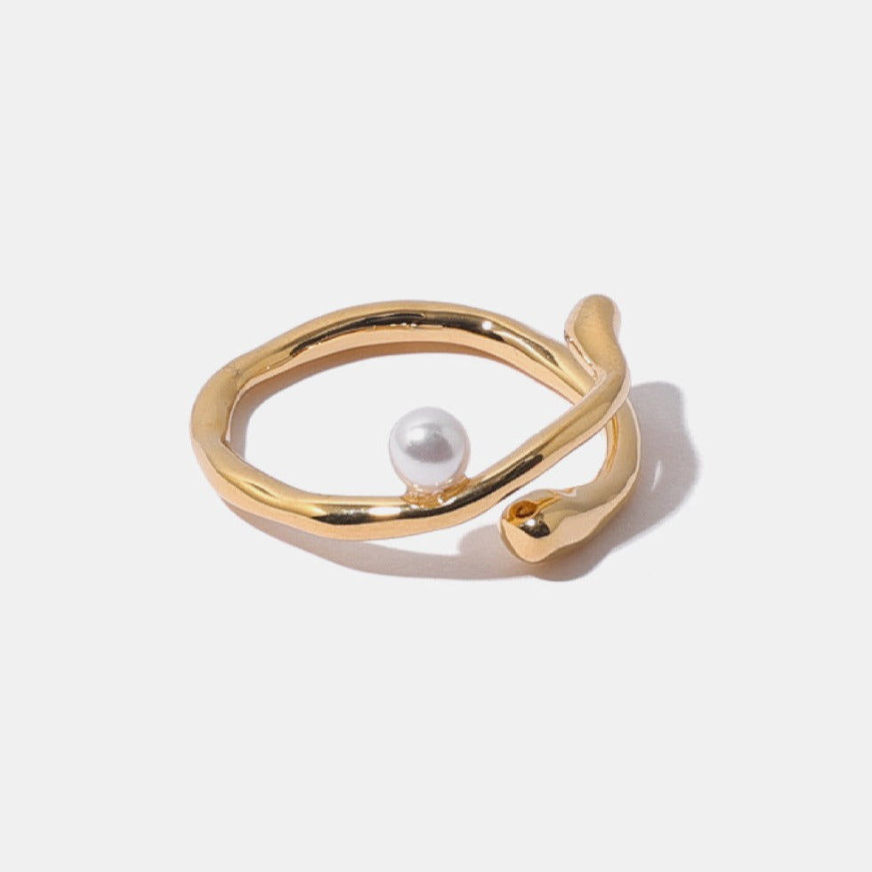 Gold Pearl Bypass Open Ring
