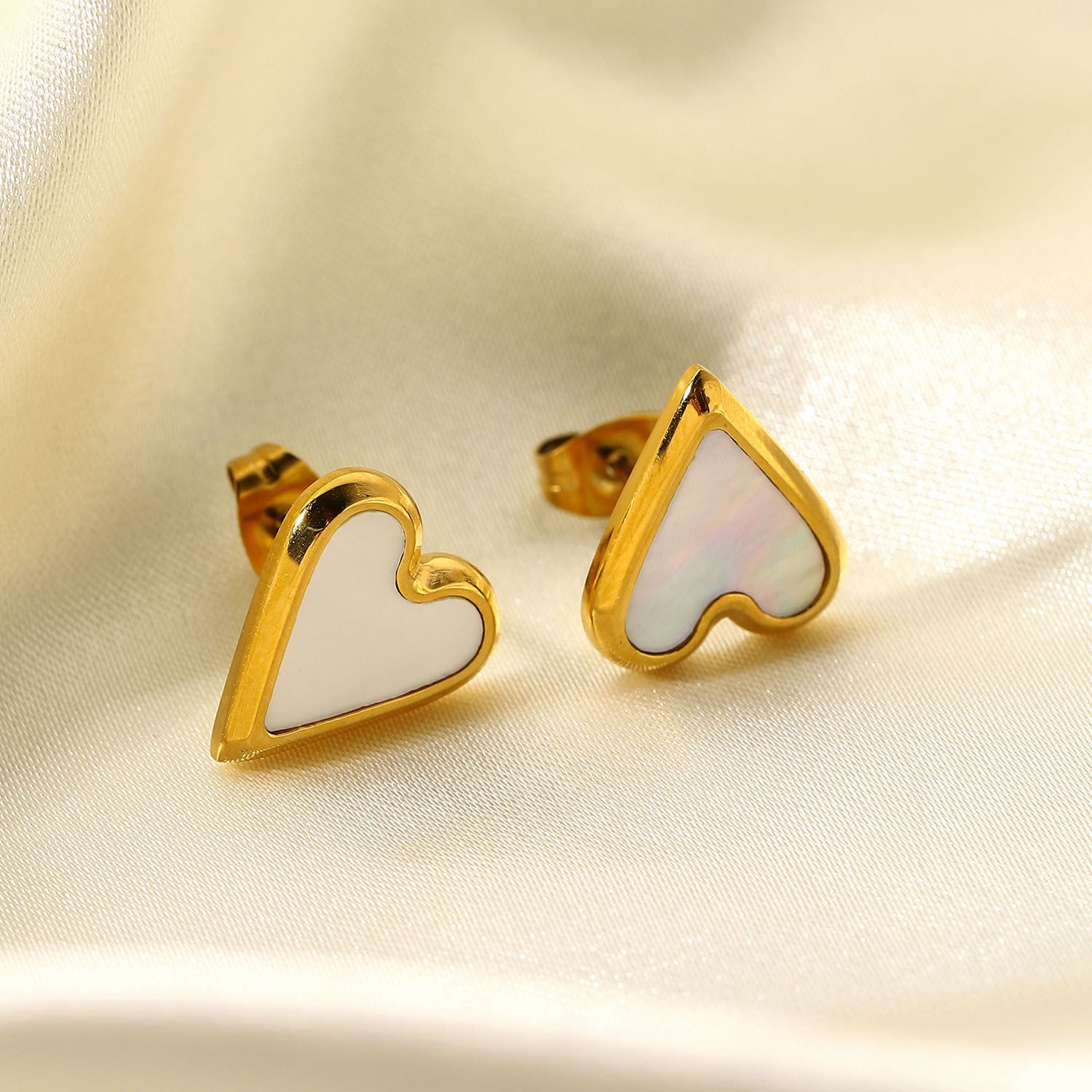 1# BEST Gold Pearl Heart Earrings Jewelry Gift for Women | #1 Best Most Top Trendy Trending Aesthetic Yellow Gold Shell Heart Stud Earrings Jewelry Gift for Women, Girls, Girlfriend, Mother, Wife, Daughter, Ladies | Mason & Madison Co.