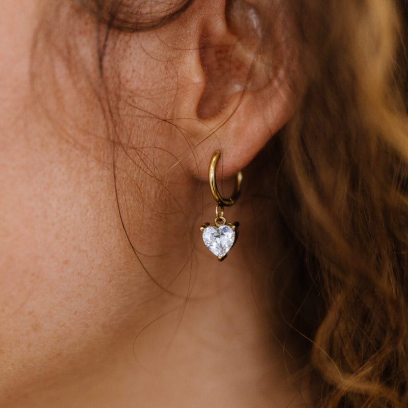 1# BEST Gold Heart Diamond Drop Earrings Jewelry Gift for Women | #1 Best Most Top Trendy Trending Aesthetic Yellow Gold Diamond Drop Earrings Jewelry Gift for Women, Girls, Girlfriend, Mother, Wife, Daughter, Ladies | Mason & Madison Co.