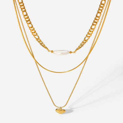 1# BEST Triple-Layered Gold Heart Pendant Necklace Gift for Women | #1 Best Most Top Trendy Trending Gold Pearl Jewelry Gift | #1 Best Most Top Trendy Trending Aesthetic Yellow Gold Pearl Necklace Jewelry Gift for Women, Girls, Girlfriend, Mother, Wife, Daughter, Ladies | Mason & Madison Co.