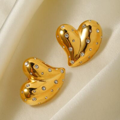 1# BEST Gold Diamond Earrings Jewelry Gift for Women | #1 Best Most Top Trendy Trending Aesthetic Yellow Gold Heart with Diamonds Stud Earrings Jewelry Gift for Women, Girls, Girlfriend, Mother, Wife, Ladies | Mason & Madison Co.