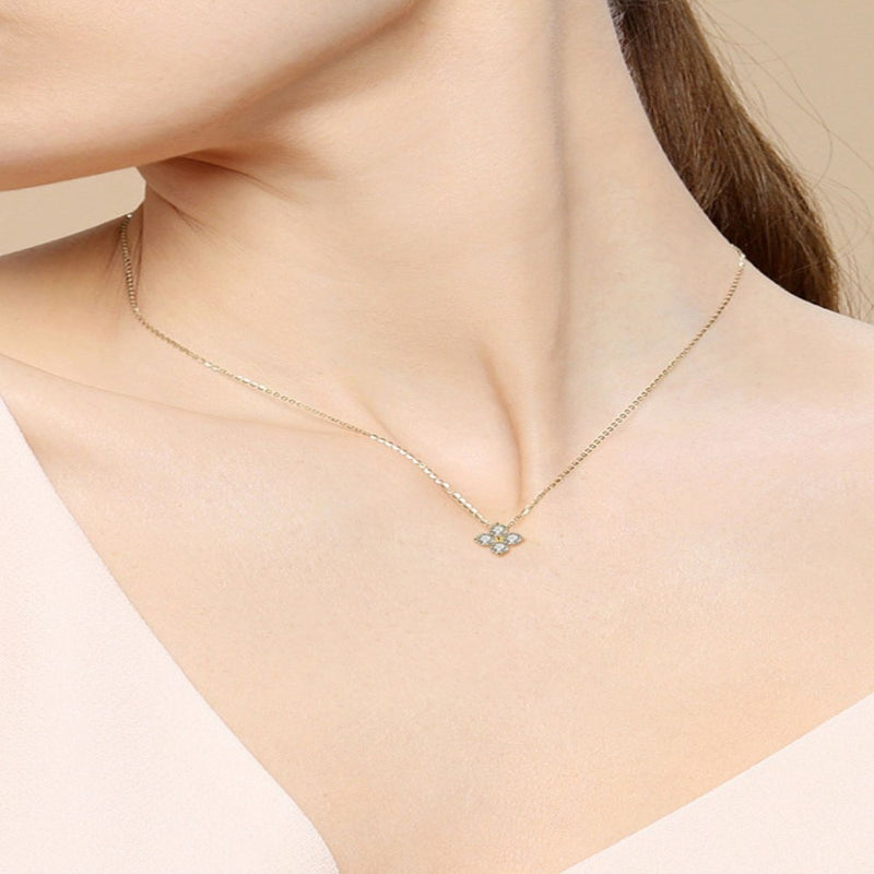 1# BEST Gold Diamond Pendant Necklace Jewelry Gift for Women | #1 Best Most Top Trendy Trending Aesthetic Yellow Gold Diamond Four Leaf Pendant Necklace Jewelry Gift for Women, Girls, Girlfriend, Mother, Wife, Ladies | Mason & Madison Co.