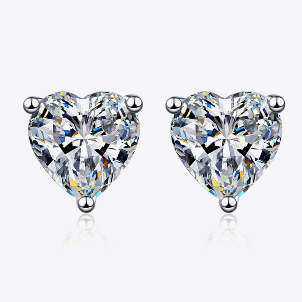 1# BEST Diamond Heart Stud Earrings Jewelry Gift for Women | #1 Best Most Top Trendy Trending Aesthetic Silver 2 Carat Diamond Heart Stud Earrings Jewelry Gift for Women, Girls, Girlfriend, Mother, Wife, Daughter | Mason & Madison Co.