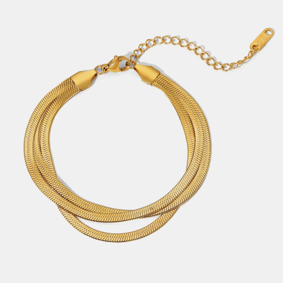 1# BEST Gold Layered Layering Chain Bracelet Gift for Women | #1 Best Most Top Trendy Trending Aesthetic Yellow Gold Triple-Layered Layering Snake Chain Bracelet Jewelry Gift for Women,Mother,Wife | Mason & Madison Co.