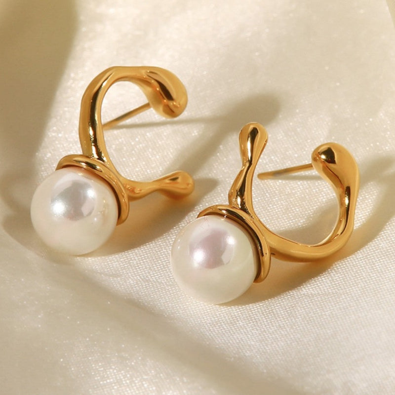 Always Fashion - Gold Pearl Stud Earrings