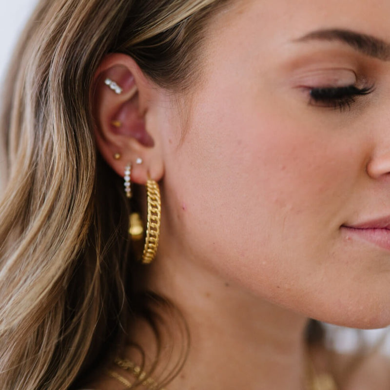 1# BEST Gold Chain Hoop Earrings Jewelry Gift for Women | #1 Best Most Top Trendy Trending Aesthetic Yellow Gold Hoop Earrings Jewelry Gift for Women, Girls, Girlfriend, Mother, Wife, Ladies | Mason & Madison Co.