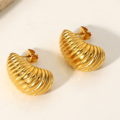1# BEST Gold Shell Shore Spiral Stud Earrings Jewelry Gift for Women | #1 Best Most Top Trendy Trending Aesthetic Yellow Gold Stud Earrings Jewelry Gift for Women, Girls, Girlfriend, Mother, Wife, Ladies | Mason & Madison Co.