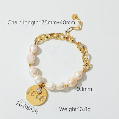 1# BEST Gold Pearl Chain Bracelet Jewelry Gift for Women | #1 Best Most Top Trendy Trending Aesthetic Yellow Gold Pearl Bracelet Jewelry Gift for Women, Girls, Girlfriend, Mother, Wife, Ladies | Mason & Madison Co.