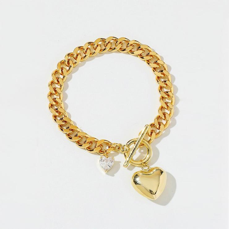 #1 Best Trendy Gold Heart Charm Bracelet Jewelry Gift for Women | Best Trending Aesthetic Yellow Gold Heart Pendant Necklace Jewelry Gift for Women, Girls, Girlfriend, Mother, Wife, Daughter | Mason & Madison Co.
