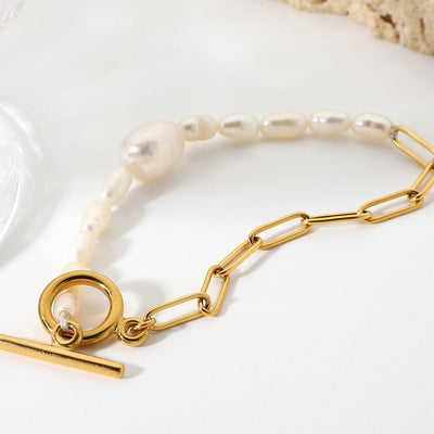 1# BEST Gold Pearl Chain Bracelet Jewelry Gift for Women | #1 Best Most Top Trendy Trending Aesthetic Yellow Gold Pearl Bracelet Jewelry Gift for Women, Girls, Girlfriend, Mother, Wife, Ladies| Mason & Madison Co.