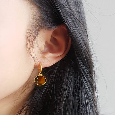 1# BEST Gold Hoop Earrings Jewelry Gift for Women | #1 Best Most Top Trendy Trending Aesthetic Yellow Gold Natural Stone Hoop Earrings Jewelry Gift for Women, Mason & Madison Co.