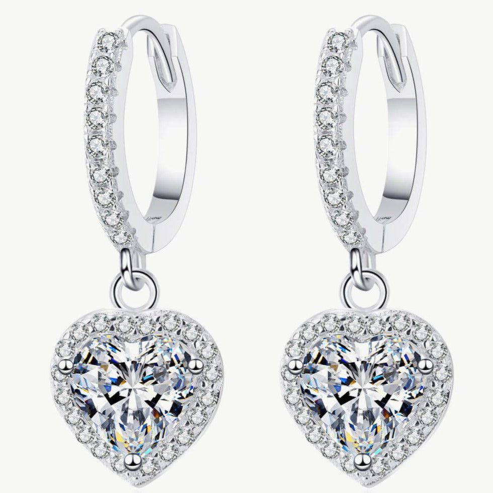 1# BEST Diamond Heart Drop Earrings Jewelry Gift for Women | #1 Best Most Top Trendy Trending Aesthetic Silver 2 Carat Diamond Heart Drop Earrings Jewelry Gift for Women, Girls, Girlfriend, Mother, Wife, Ladies | Mason & Madison Co.