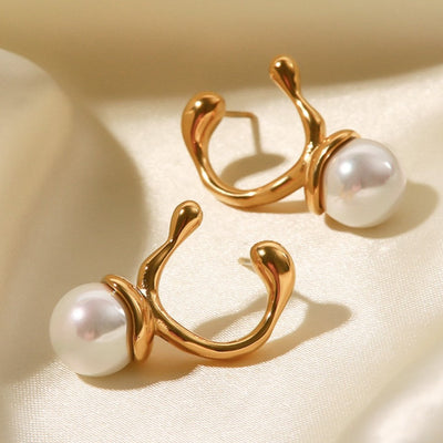 1# BEST Women's Gold Pearl Stud Earrings Jewelry for Women | #1 Best Most Top Trendy Trending Gold Pearl Stud Earrings for Women Gift, Mason & Madison Co.
