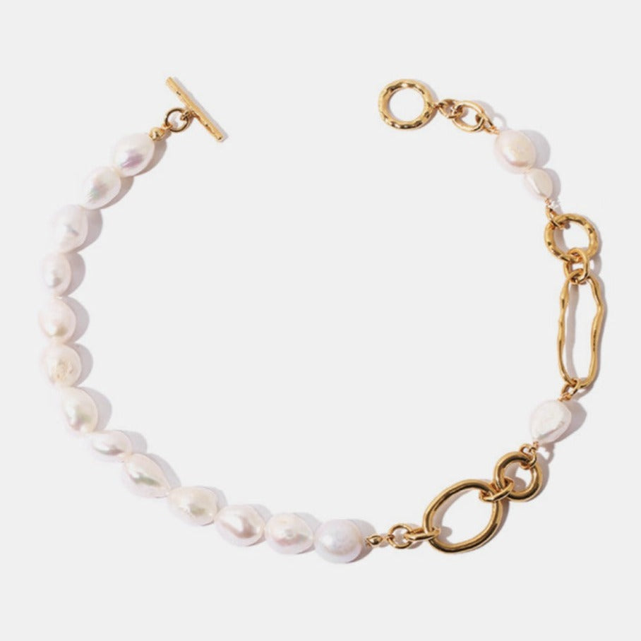 Pearl Gold Toggle Clasp Necklace