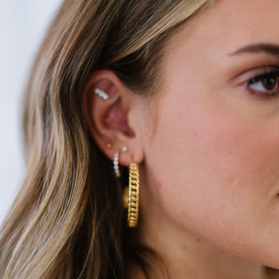 1# BEST Gold Chain Hoop Earrings Jewelry Gift for Women | #1 Best Most Top Trendy Trending Aesthetic Yellow Gold Hoop Earrings Jewelry Gift for Women, Girls, Girlfriend, Mother, Wife, Ladies | Mason & Madison Co.