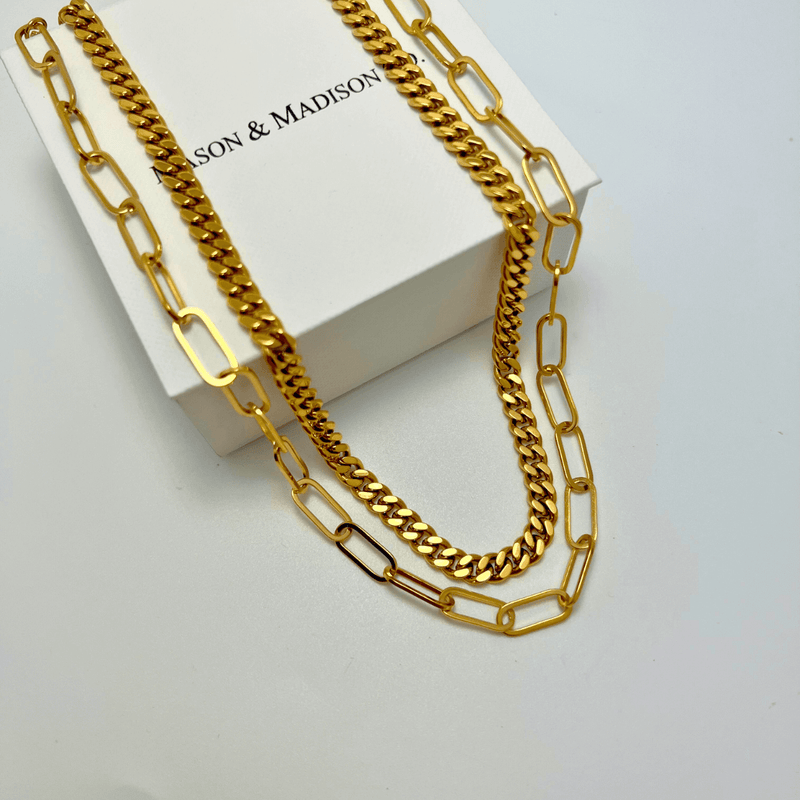 Gold Cable Chain + Link Chain Stack Bundle