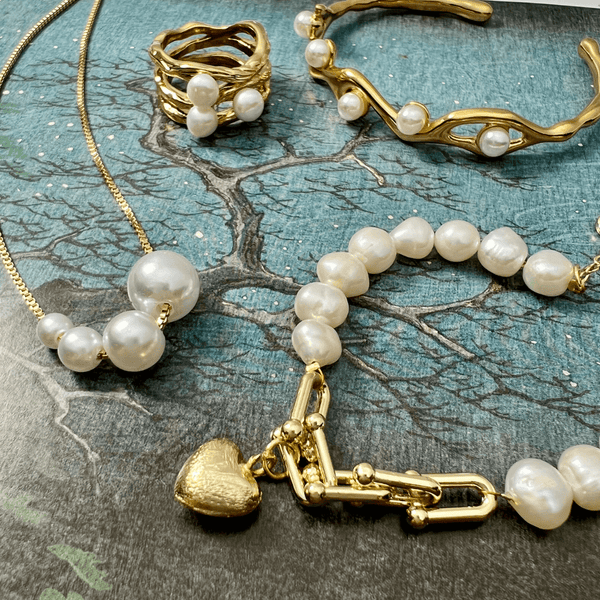1 BEST Gold Pearl Chain Bracelet Jewelry Gift for Women