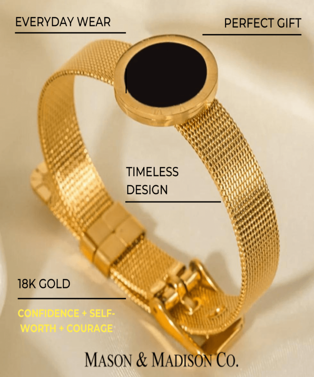 18K Gold Bracelet Women’s Best Trending Gift for Lady Girl Mother Wife,Birthday Travel Vacation Bridal Wedding Party Daily Office Work School,Spring Summer Fall Winter Holiday Sale,Mason & Madison Co.
