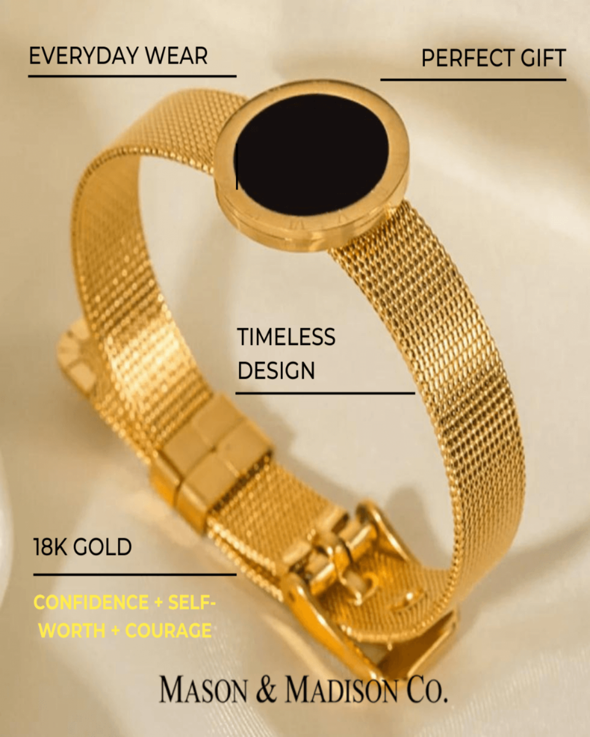 18K Gold Bracelet Women’s Best Trending Gift for Lady Girl Mother Wife,Birthday Travel Vacation Bridal Wedding Party Daily Office Work School,Spring Summer Fall Winter Holiday Sale,Mason & Madison Co.