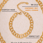 18K Gold Chain Necklace Bracelet Women’s Best Trending Gift for Lady Girl Mother Wife,Birthday Travel Vacation Bridal Wedding Party Daily Office Work School,Spring Summer Fall Winter Holiday Sale,Mason & Madison Co.