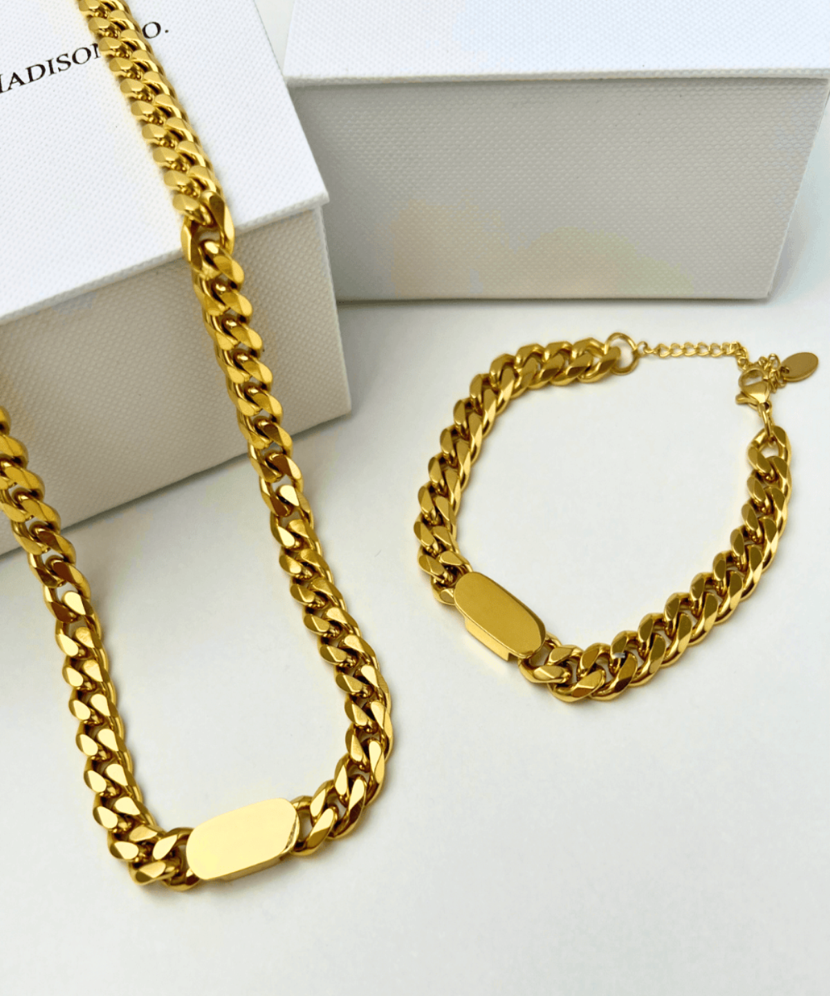18K Best Trending Gold Chain Necklace Bracelet Set Gift on Sale for Women, Lady, Mother, Wife