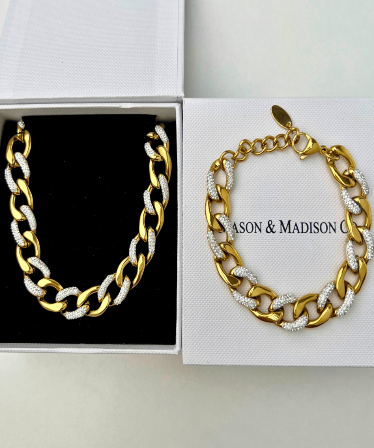 18K Gold Chunky Chain Necklace Bracelet, Best Trending Gold Chunky Chain Necklace Bracelet Set Gift for Women, Lady, Mother, Wife.