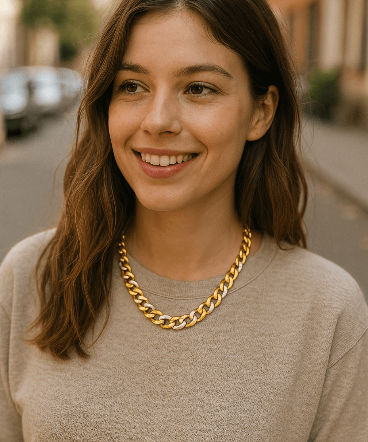 18K Gold Chunky Chain Necklace, Best Trending Trendy Gold Chunky Chain Necklace Gift for Women, Lady, Mother, Wife.