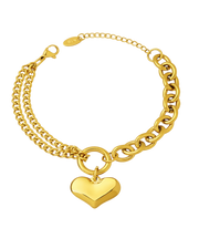 18K Gold Heart Charm Bracelet Women’s Best Trending Gift for Lady Girl Mother Wife,Birthday Travel Vacation Bridal Wedding Party Daily Office Work School,Spring Summer Fall Winter Holiday Sale,Mason & Madison Co.