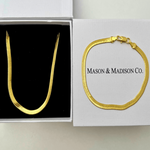 18K Gold Snake Chain Necklace Bracelet Women’s Best Trending Gift for Lady Girl Mother Wife,Birthday Travel Vacation Bridal Wedding Party Daily Office Work School,Spring Summer Fall Winter Holiday Sale,Mason & Madison Co.