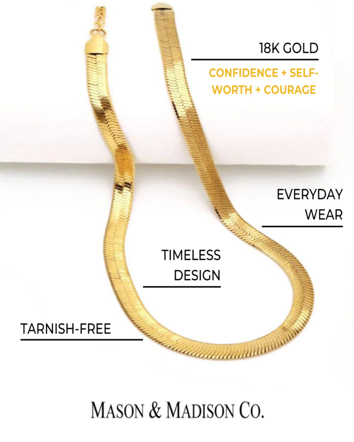 18K Gold Snake Chain Necklace Women’s Best Trending Gift for Lady Girl Mother Wife,Birthday Travel Vacation Bridal Wedding Party Daily Office Work School,Spring Summer Fall Winter Holiday Sale,Mason & Madison Co.