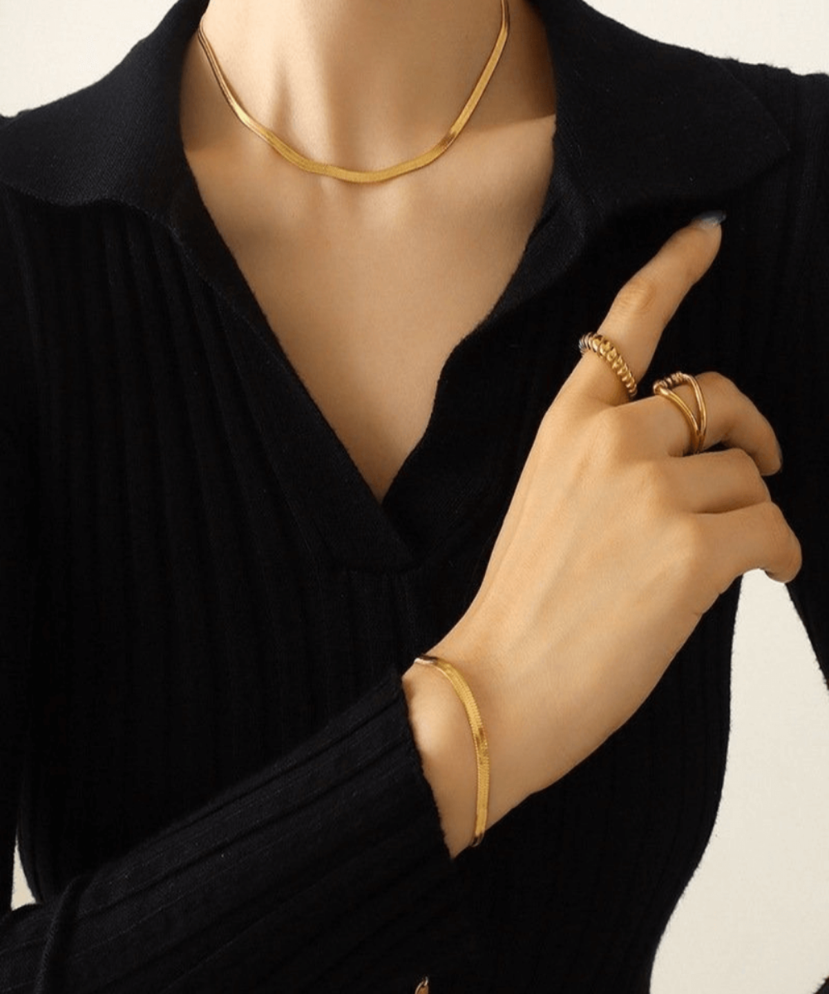 18K Best Trending Gold Snake Chain Necklace Bracelet Set Gift on Sale for Women, Lady, Mother, Wife