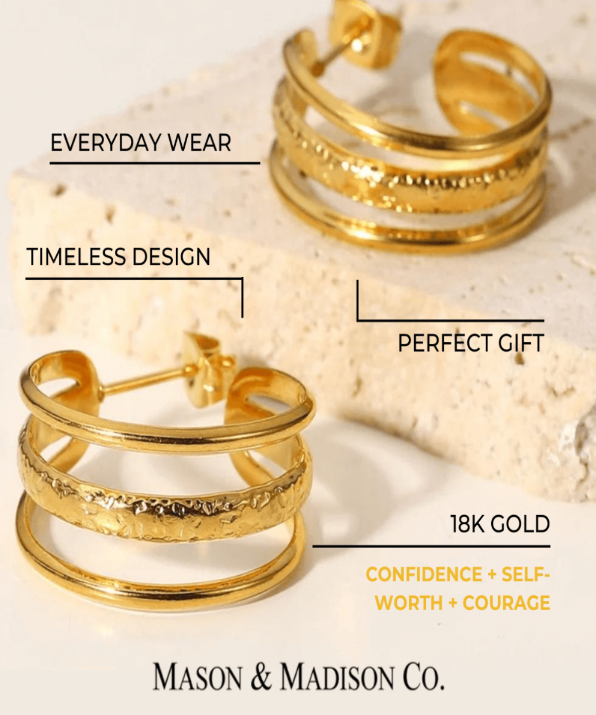 18K Gold Hoop Earrings Women’s Best Trending Gift for Lady Girl Mother Wife,Birthday Travel Vacation Bridal Wedding Party Daily Office Work School,Spring Summer Fall Winter Holiday Sale,Mason & Madison Co.