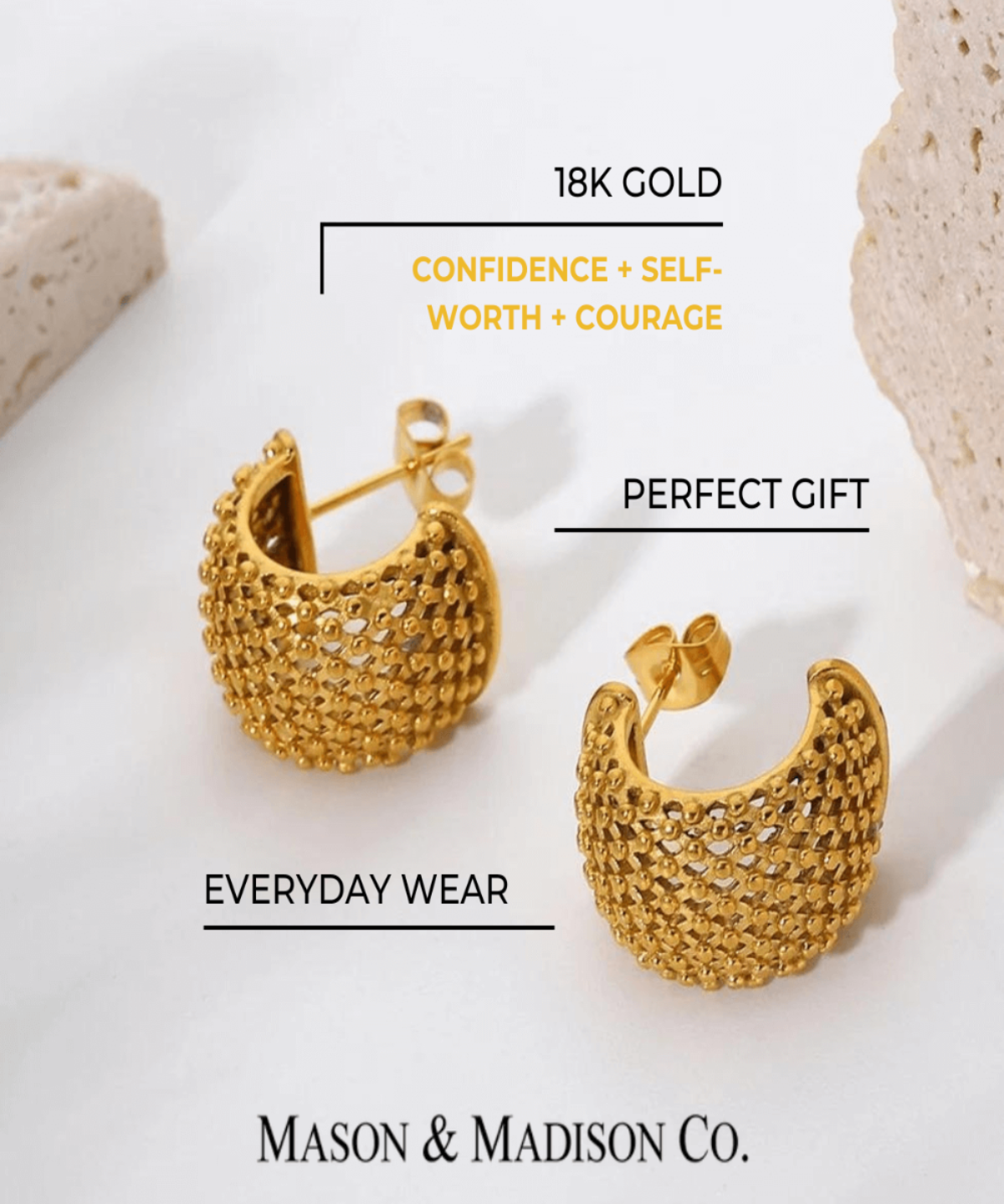 18K Gold Hoop Earrings Women’s Best Trending Gift for Lady Girl Mother Wife,Birthday Travel Vacation Bridal Wedding Party Daily Office Work School,Spring Summer Fall Winter Holiday Sale,Mason & Madison Co.